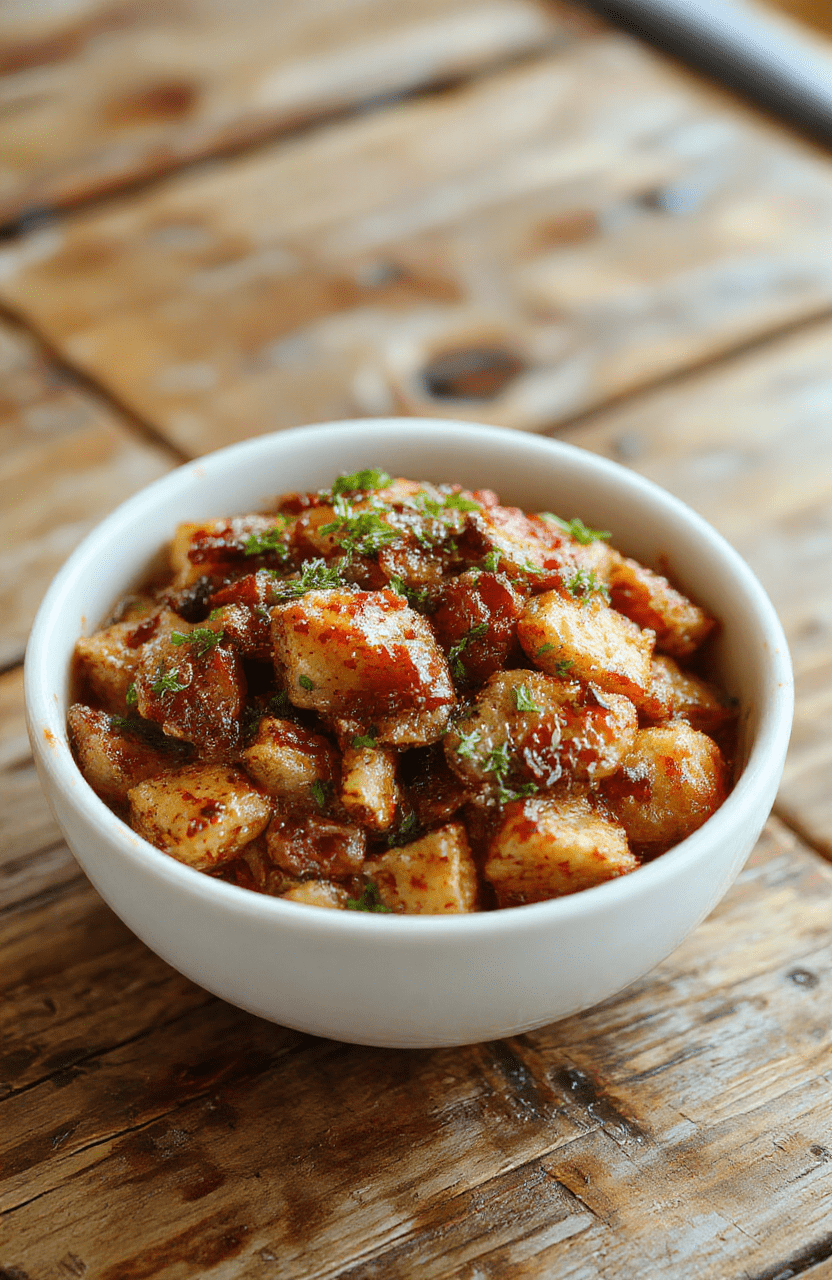 A vibrant plate featuring a golden-brown, hearty casserole topped with melted cheese and fresh herbs. The dish is arranged invitingly on a rustic wooden surface, with a side of colorful vegetables and warm steam rising, showcasing textures from creamy to crispy. Natural light highlights the rich colors and appetizing details, styled simply to emphasize homestyle comfort and delicious appeal.