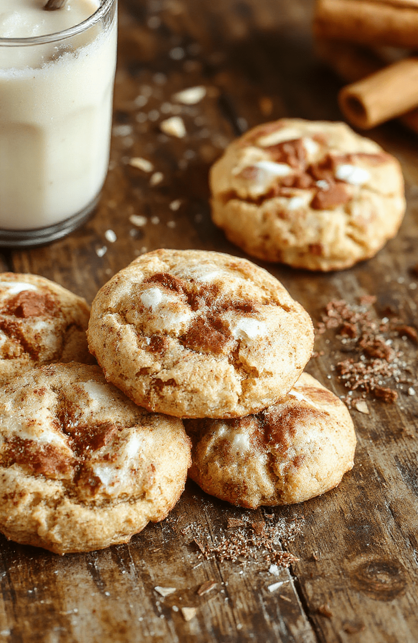 A plate of soft, chewy snickerdoodle cookies coated in cinnamon sugar, arranged on a rustic wooden surface with a sprinkle of cinnamon, warm lighting highlighting their golden-brown edges and cracked, sugary tops, styled with a light dusting of cinnamon for a cozy, inviting look.