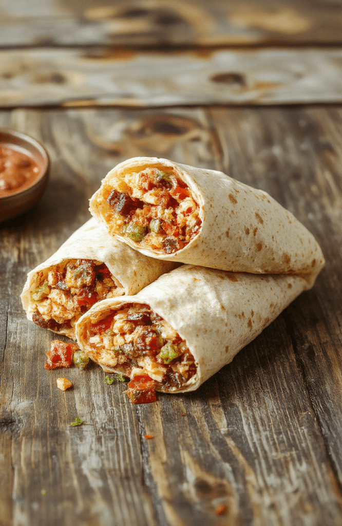 Colorful BLT wraps arranged on a white plate, showcasing crispy bacon, fresh green lettuce, ripe red tomatoes, wrapped in a soft tortilla, styled with a few extra ingredients scattered around, highlighting textures and vibrant colors.