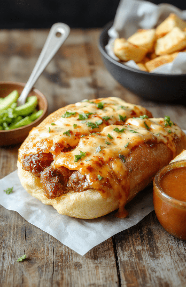 Colorful plate of air fryer grilled cheese hot dogs with golden-brown buns, melted cheese oozing from the hot dogs, served on a rustic wooden surface with fresh toppings and vibrant condiments, styled simply for an inviting and appetizing look.