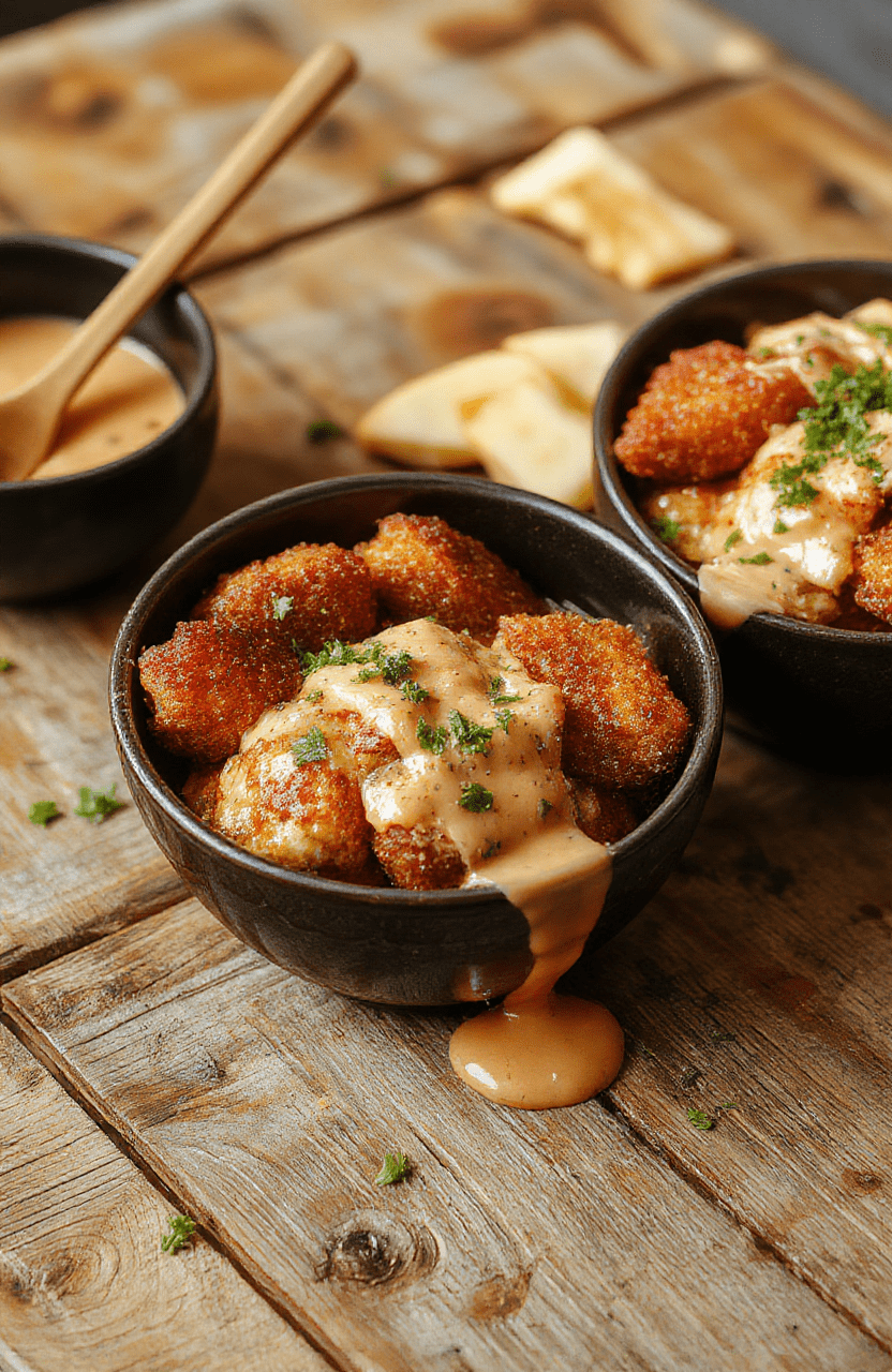 A vibrant bowl featuring golden-brown crispy breaded pork cutlet slices atop steamed white rice, garnished with shredded cabbage, drizzled with rich, glossy homemade tonkatsu sauce, and sprinkled with sesame seeds. The presentation is clean, colorful, and appetizing, with textures showcasing crunchiness and juiciness, styled neatly on a plain white plate against a rustic wooden background.