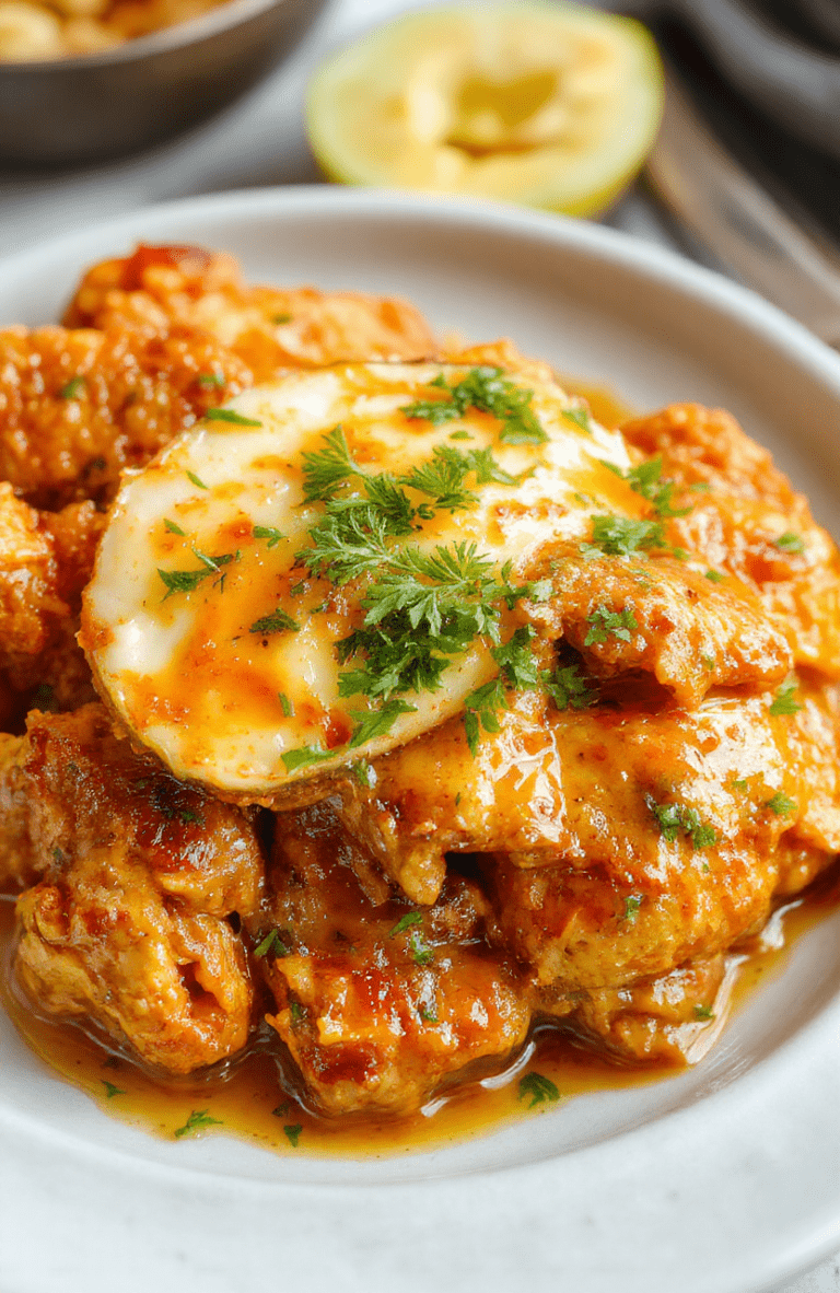 A vibrant plate of homemade butter chicken featuring tender, golden-brown chicken pieces coated in rich, creamy tomato sauce. The dish is garnished with fresh cilantro and served on a rustic white plate, with a side of fluffy basmati rice. The colorful sauce contrasts beautifully with the white background, highlighting the textures and luscious appeal of the dish.