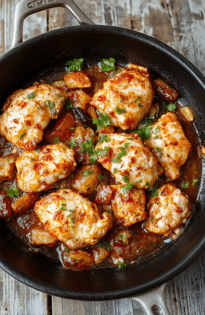 Colorful chicken fajitas served on a rustic wooden platter, featuring sautéed chicken strips, vibrant red and green bell peppers, onions, and warm tortillas, styled with fresh cilantro and lime wedges, creating an appetizing and inviting presentation.