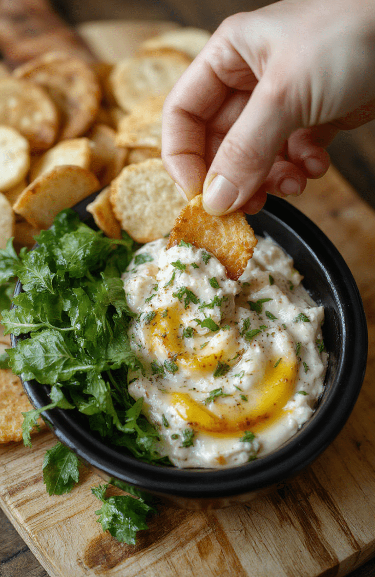 Rich, bubbly spinach artichoke dip in a rustic ceramic crockpot, garnished with fresh parsley and crackled golden crust, served with sliced baguette and veggie sticks, on a light wooden board, soft natural lighting, creamy texture with vibrant green spinach and pale artichoke hearts visible.
