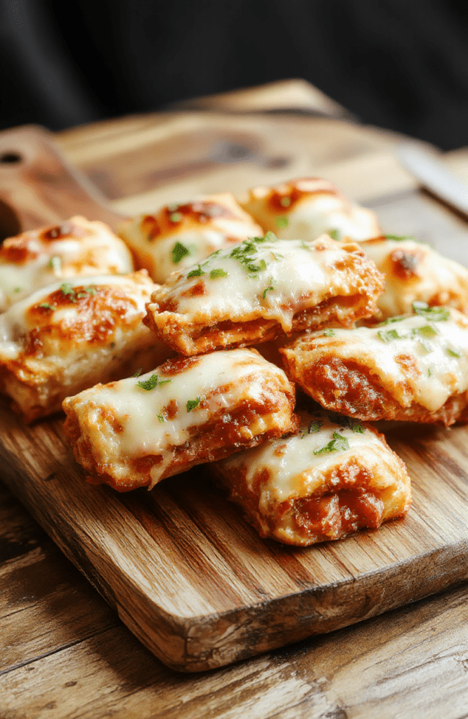 Golden-brown, perfectly puffed air fryer pizza rolls on a white ceramic dish, topped with a dusting of dried oregano and a drizzle of marinara sauce, with melted mozzarella peeking through the crisp edges, served alongside a small ramekin of warm pizza sauce for dipping.