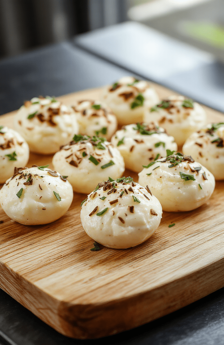Brightly lit close-up of golden-yellow fluffy egg white bites arranged in a muffin tin, each bite dotted with flecks of chives and specks of black pepper, steaming slightly, resting on a rustic wooden board with a scattering of fresh chives and a dusting of paprika nearby