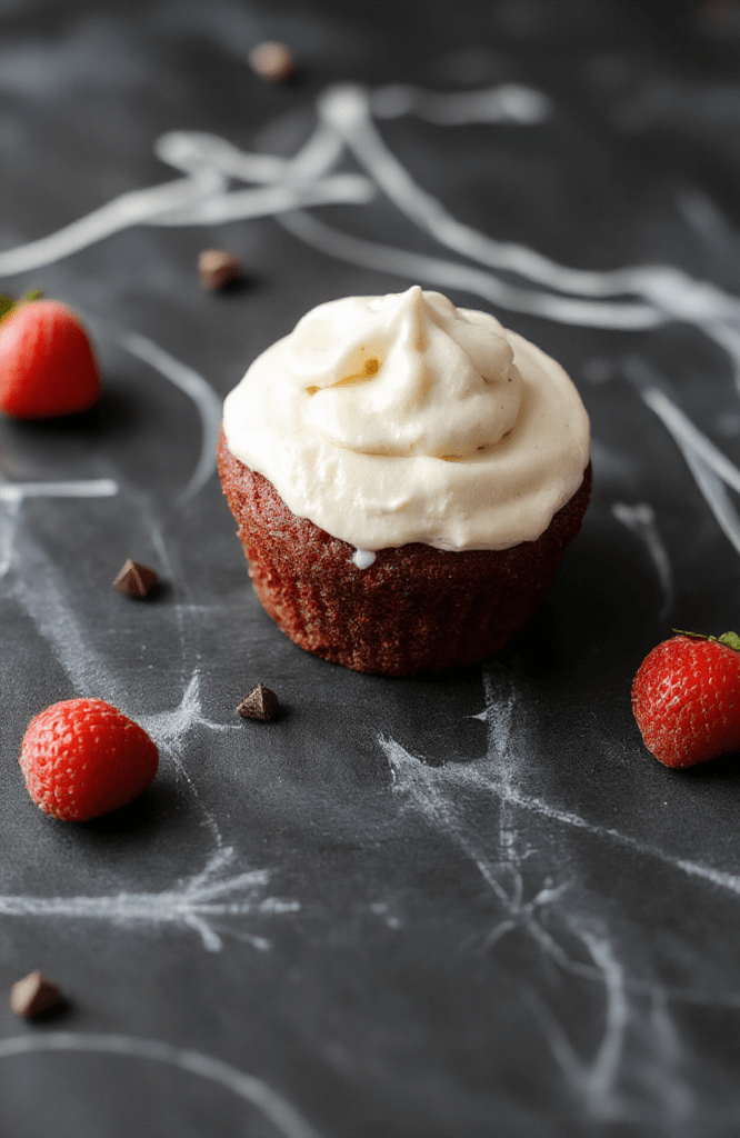 A glossy, vibrant pink fluffy strawberry buttercream frosting piped into elegant swirls on a white ceramic plate, dusted with freeze-dried strawberry powder and topped with fresh halved strawberries, set against a soft cream linen background with natural daylight and soft shadows.