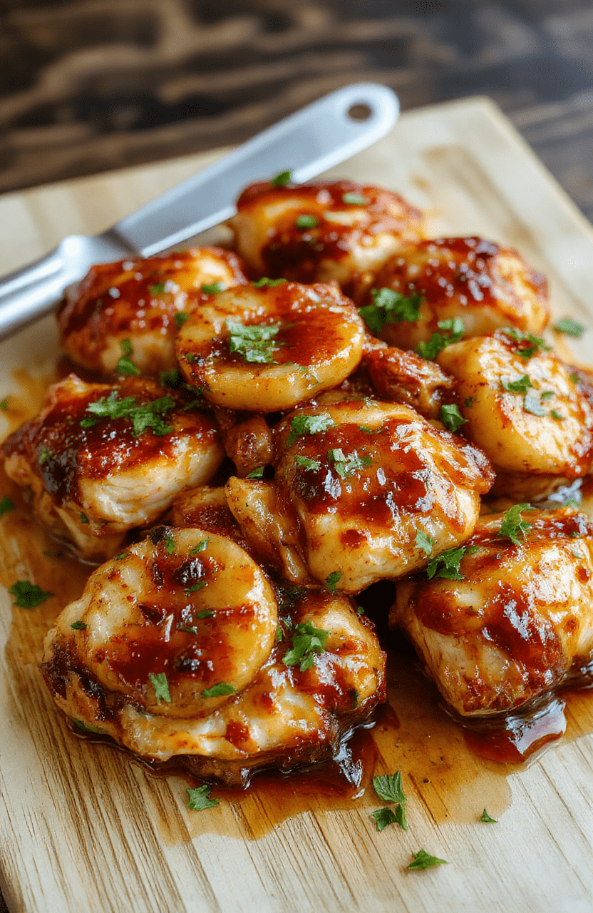 Golden-brown crispy-edged pineapple chicken pieces glazed with glossy amber sauce, seated atop fluffy jasmine rice with vibrant bell pepper chunks, green onion slices, and toasted sesame seeds sprinkled on top, served in a rustic white ceramic bowl against a light wood table.